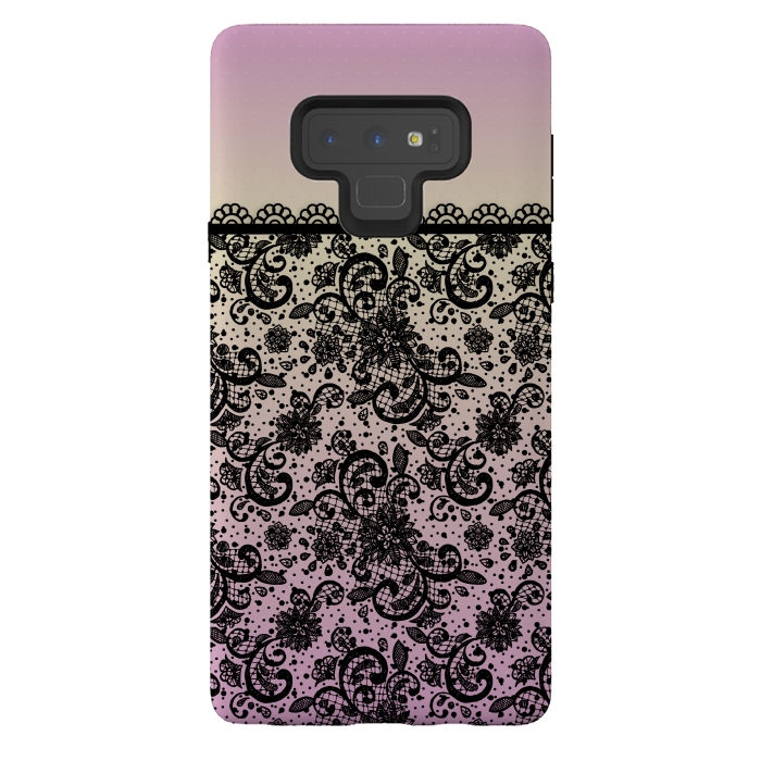 Galaxy Note 9 StrongFit Black lace Purple Ombre by Quirk It Up