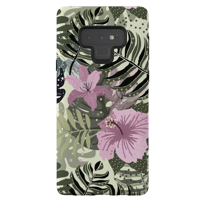 Galaxy Note 9 StrongFit Pastel Green Pink Aloha Tropical Jungle by  Utart