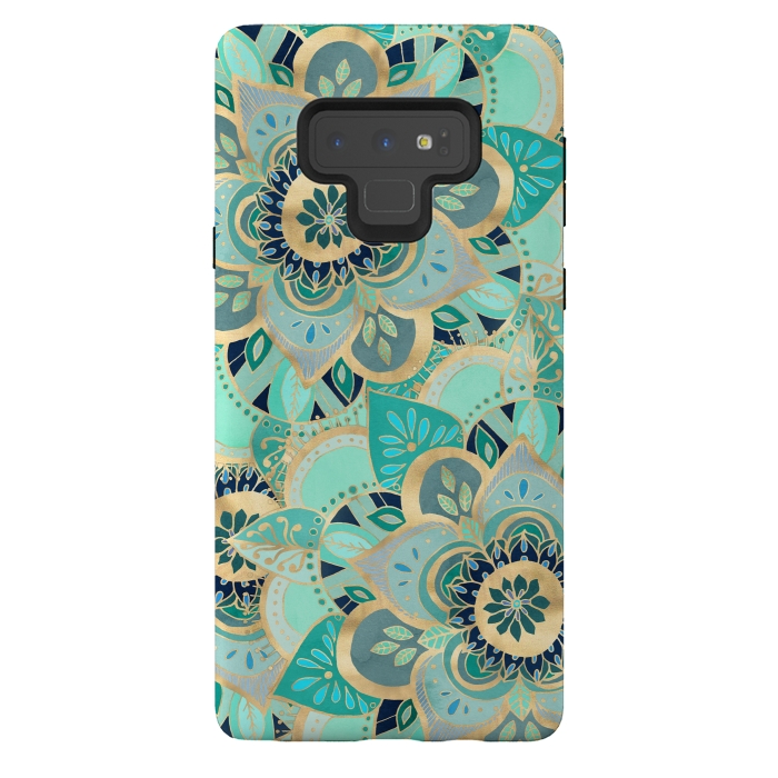 Galaxy Note 9 StrongFit Emerald and Gold Mandalas by Tangerine-Tane