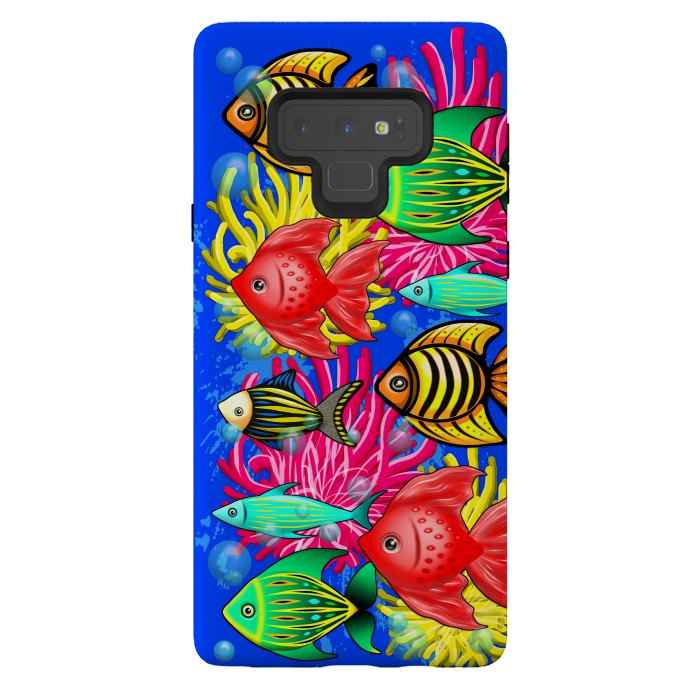 Galaxy Note 9 StrongFit Fish Cute Colorful Doodles  by BluedarkArt