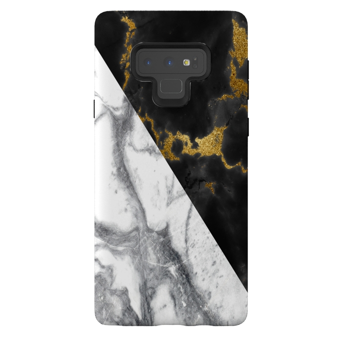 Galaxy Note 9 StrongFit Marble Black White Gold Geometric by Alemi