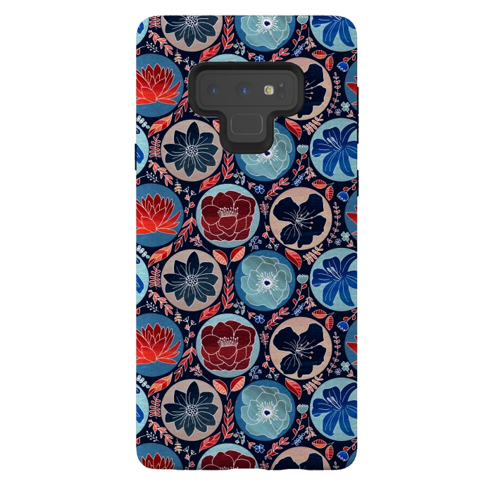 Galaxy Note 9 StrongFit Moody Polka Dot Floral  by Tigatiga
