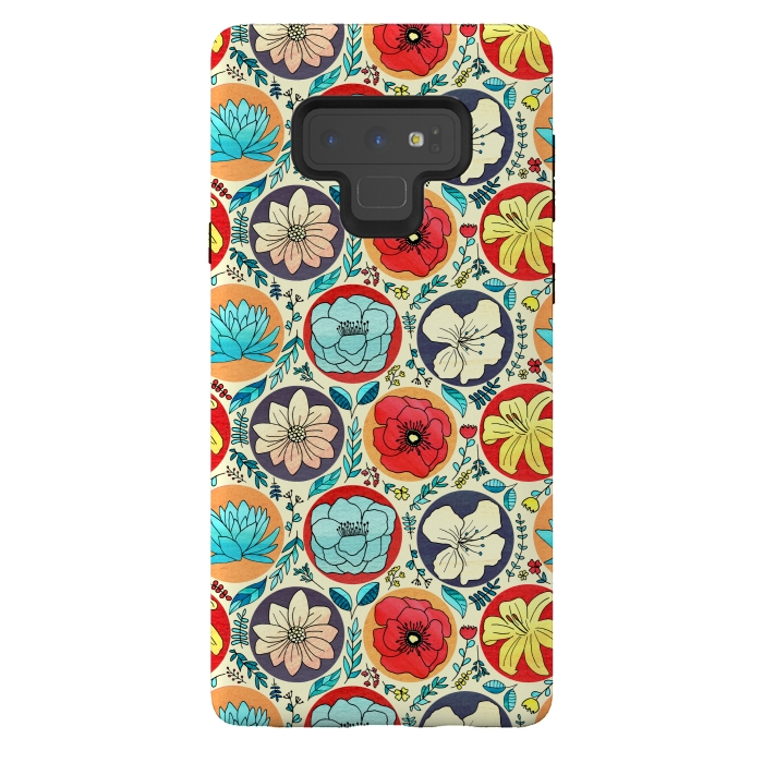 Galaxy Note 9 StrongFit Polka Dot Floral On Cream by Tigatiga