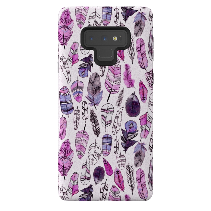 Galaxy Note 9 StrongFit Purple Feathers  by Tigatiga