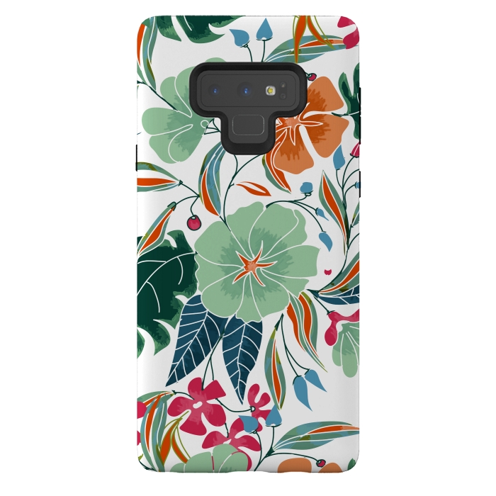 Galaxy Note 9 StrongFit Minty + Rust Floral by Uma Prabhakar Gokhale
