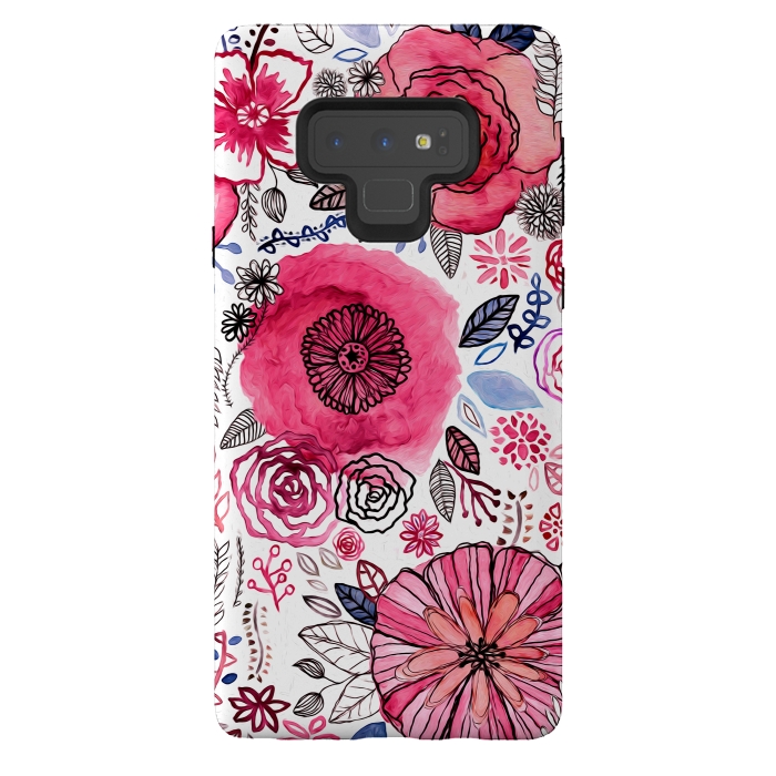 Galaxy Note 9 StrongFit Pink Floral Mix  by Tigatiga
