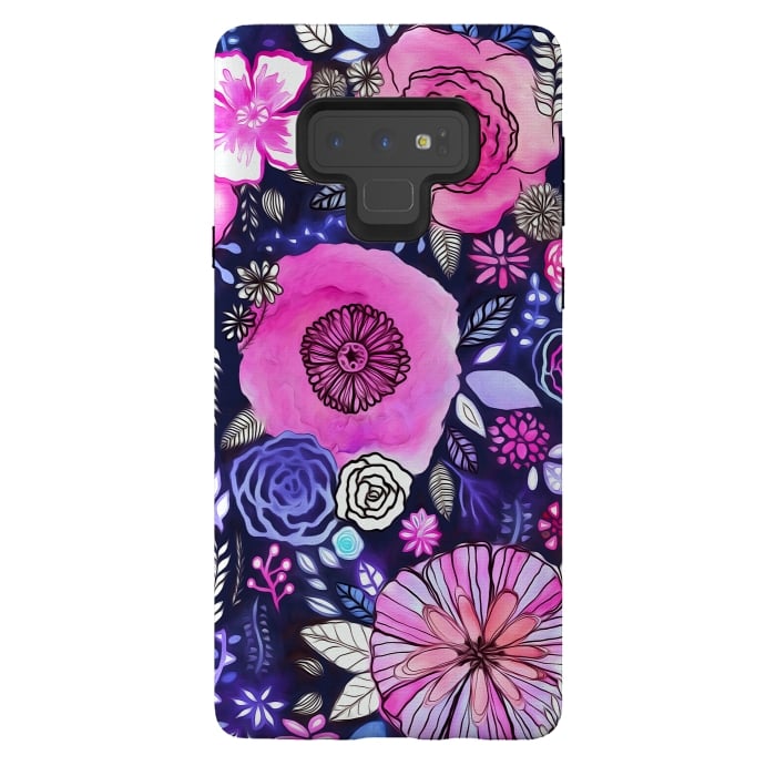 Galaxy Note 9 StrongFit Magenta Floral Mix  by Tigatiga