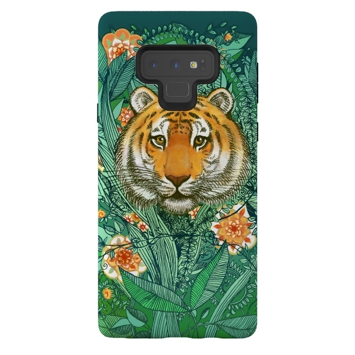 Galaxy Note 9 StrongFit Tiger Tangle in Color by Micklyn Le Feuvre