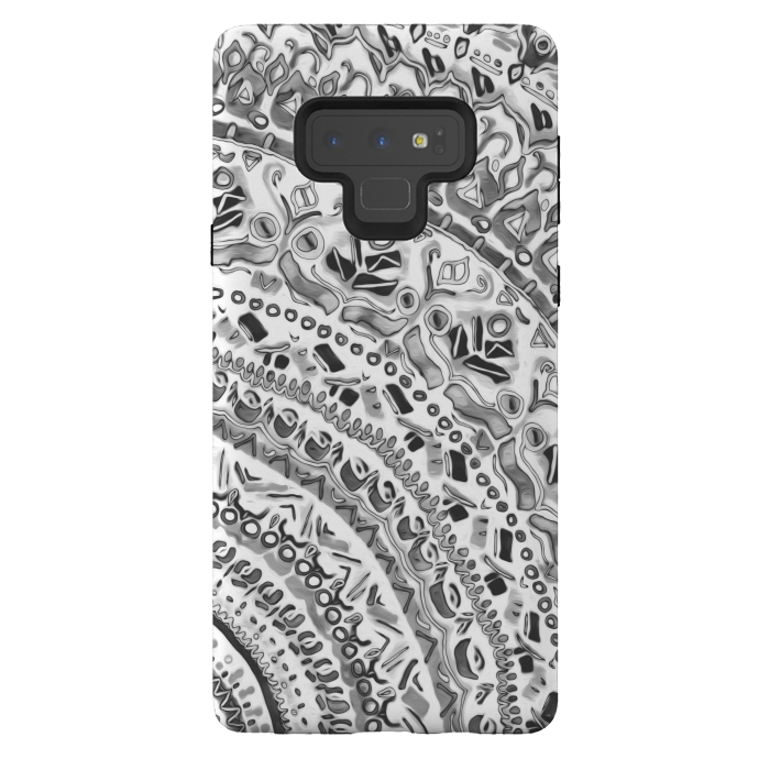Galaxy Note 9 StrongFit Black & White Mandala  by Tigatiga
