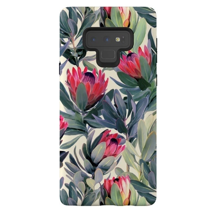 Galaxy Note 9 StrongFit Painted Protea Pattern by Micklyn Le Feuvre