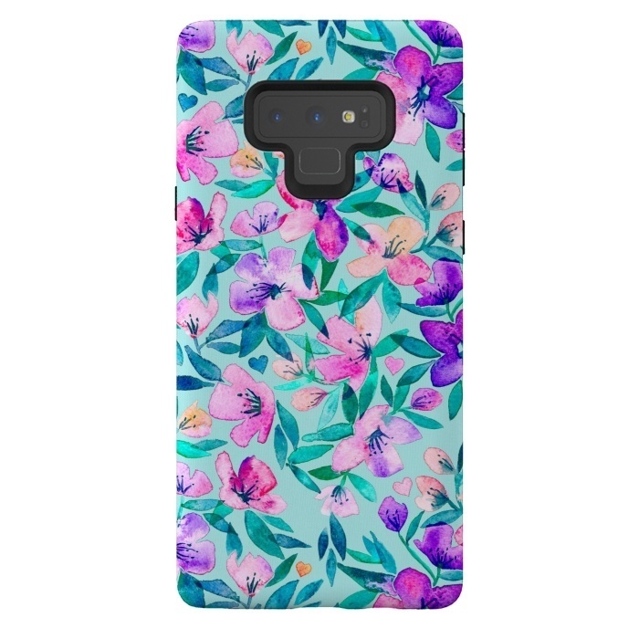 Galaxy Note 9 StrongFit Happy Spring Floral in Watercolor by Micklyn Le Feuvre
