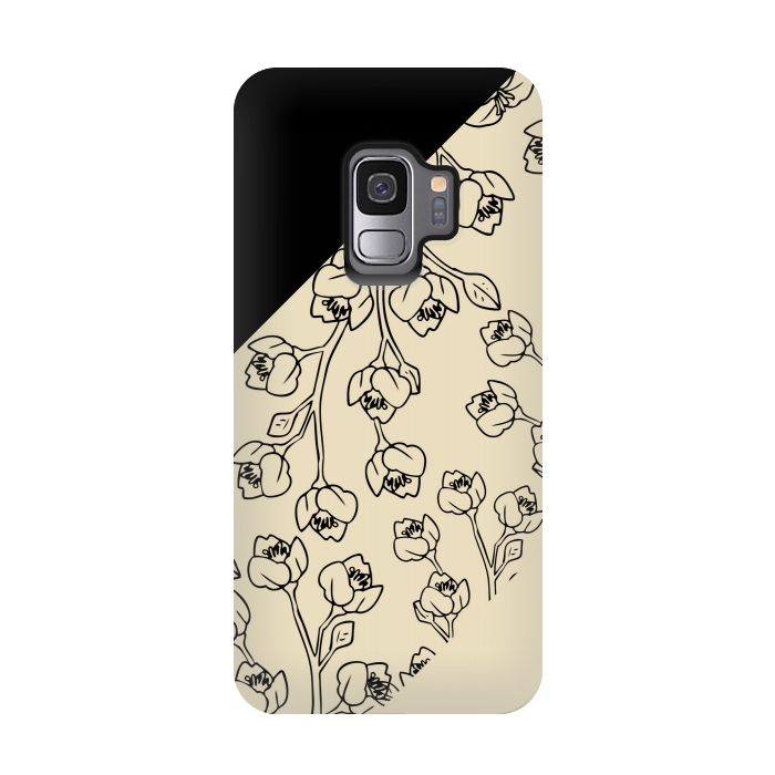Galaxy S9 StrongFit floral offwhite pattern by MALLIKA