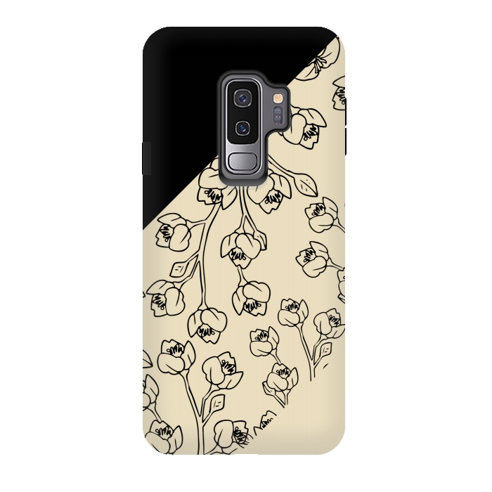 Galaxy S9 plus StrongFit floral offwhite pattern by MALLIKA