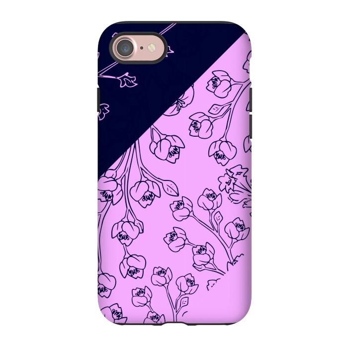 iPhone 7 StrongFit PINK BLUE FLORAL PATTERN by MALLIKA
