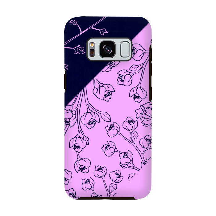 Galaxy S8 StrongFit PINK BLUE FLORAL PATTERN by MALLIKA