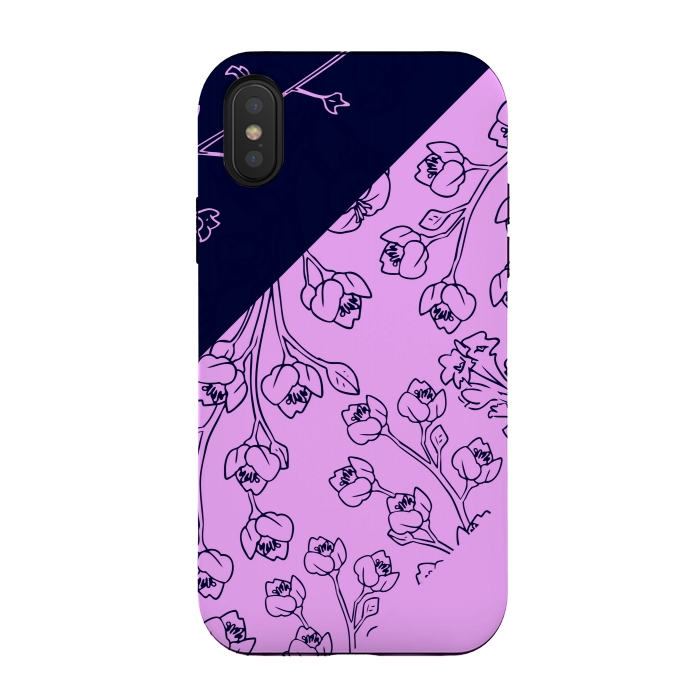 iPhone Xs / X StrongFit PINK BLUE FLORAL PATTERN by MALLIKA