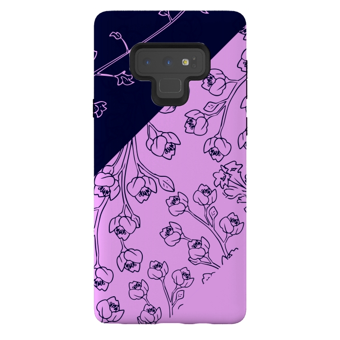 Galaxy Note 9 StrongFit PINK BLUE FLORAL PATTERN by MALLIKA