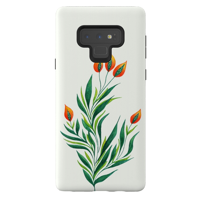 Galaxy Note 9 StrongFit Green Plant With Orange Buds by Boriana Giormova