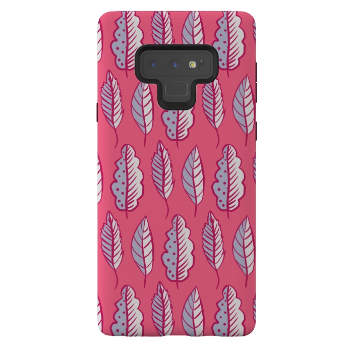 Galaxy Note 9 StrongFit Pink Leaves Abstract Decorative Pattern by Boriana Giormova