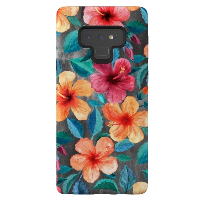 Galaxy Note 9 StrongFit Colorful Tropical Hibiscus Blooms  by Micklyn Le Feuvre