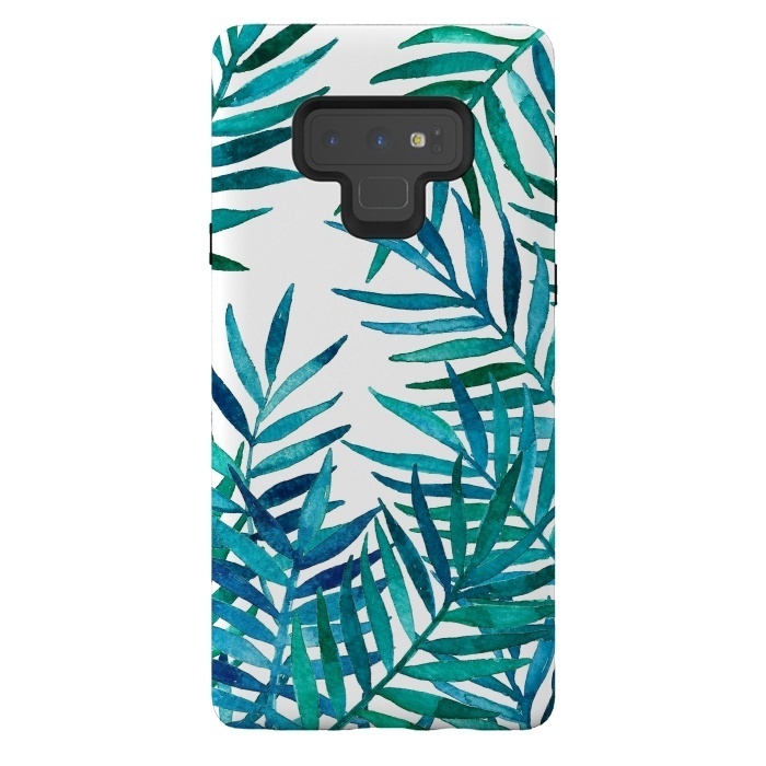 Galaxy Note 9 StrongFit Watercolor Palm Leaves on White by Micklyn Le Feuvre