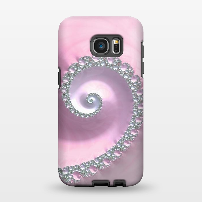 Galaxy S7 EDGE StrongFit Pink Pastel Fractal Swirl by Andrea Haase