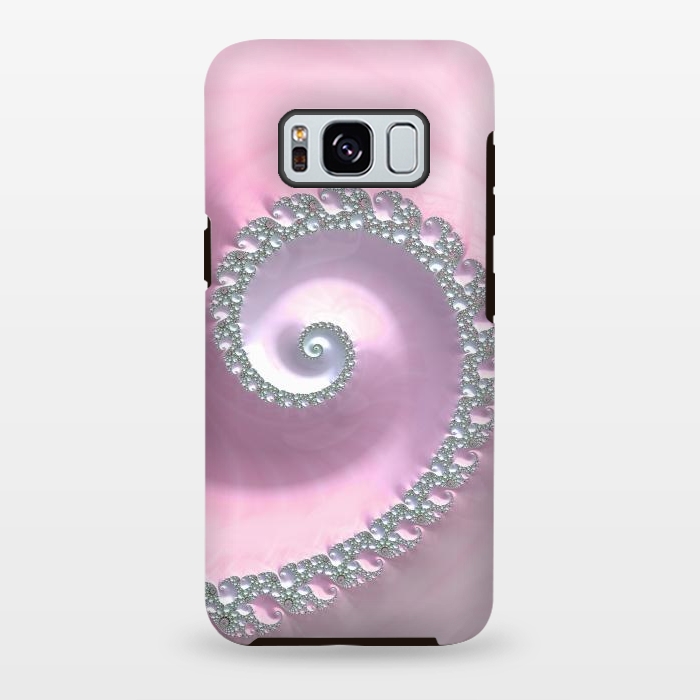 Galaxy S8 plus StrongFit Pink Pastel Fractal Swirl by Andrea Haase