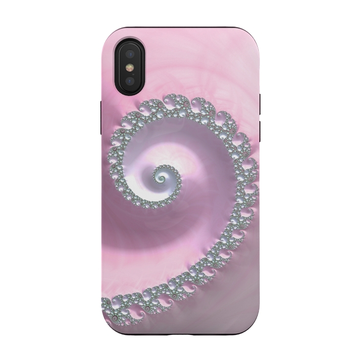 iPhone Xs / X StrongFit Pink Pastel Fractal Swirl by Andrea Haase