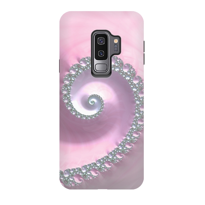 Galaxy S9 plus StrongFit Pink Pastel Fractal Swirl by Andrea Haase