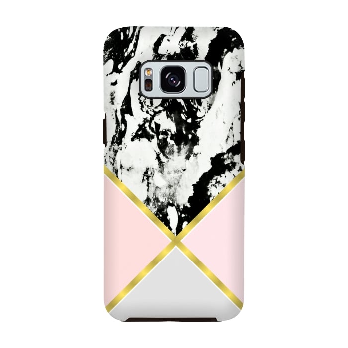 Galaxy S8 StrongFit Pink geometric and black marble by Jms