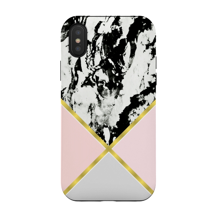 iPhone Xs / X StrongFit Pink geometric and black marble by Jms