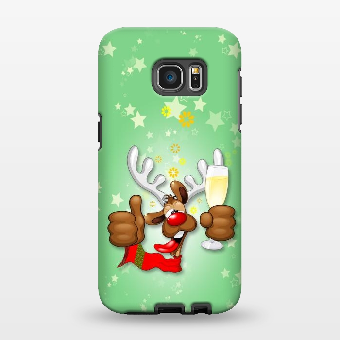 Galaxy S7 EDGE StrongFit Reindeer Drunk Funny Christmas Character by BluedarkArt