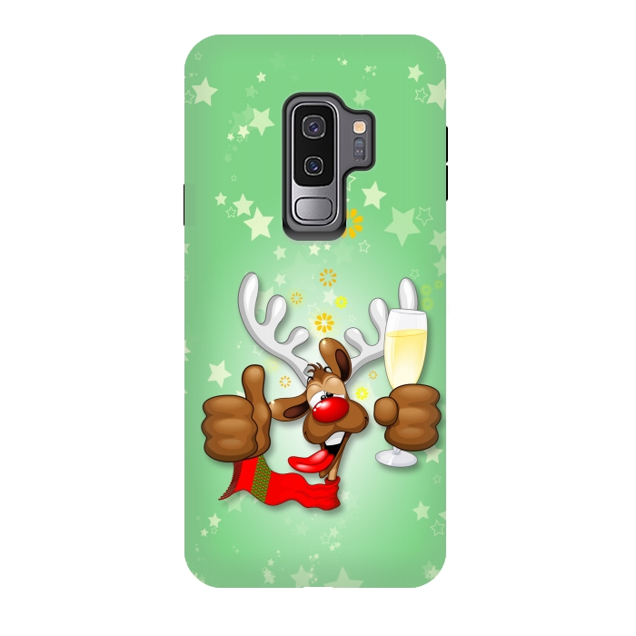 Galaxy S9 plus StrongFit Reindeer Drunk Funny Christmas Character by BluedarkArt