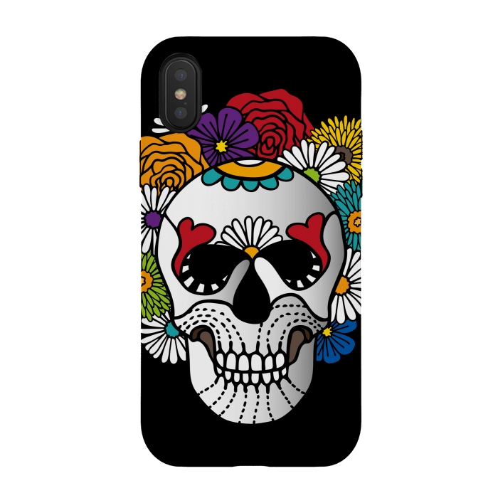 iPhone Xs / X StrongFit Dark Curly Sugar Skull by Majoih