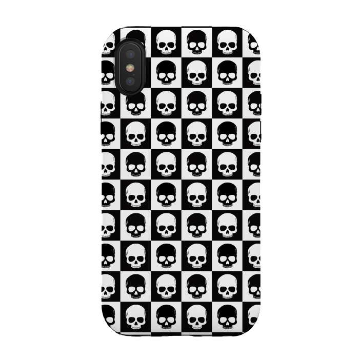iPhone Xs / X StrongFit Checkered Skulls Pattern I by Art Design Works