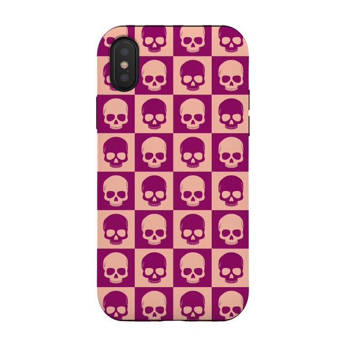 iPhone Xs / X StrongFit Checkered Skulls Pattern II by Art Design Works