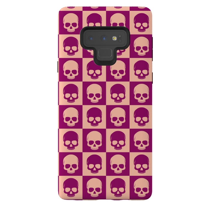 Galaxy Note 9 StrongFit Checkered Skulls Pattern II by Art Design Works