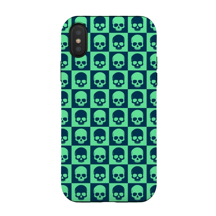 iPhone Xs / X StrongFit Checkered Skulls Pattern III by Art Design Works