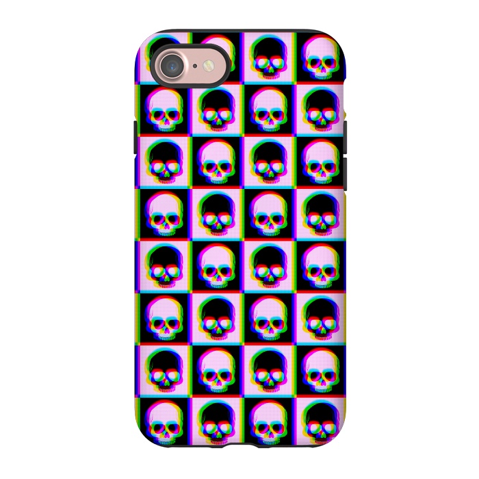 iPhone 7 StrongFit Glitch Checkered Skulls Pattern IV by Art Design Works