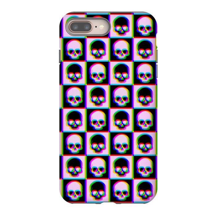 iPhone 7 plus StrongFit Glitch Checkered Skulls Pattern IV by Art Design Works