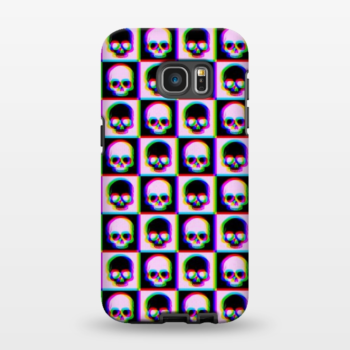 Galaxy S7 EDGE StrongFit Glitch Checkered Skulls Pattern IV by Art Design Works