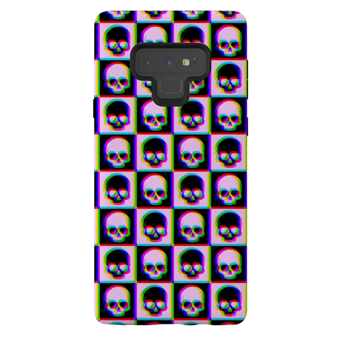Galaxy Note 9 StrongFit Glitch Checkered Skulls Pattern IV by Art Design Works