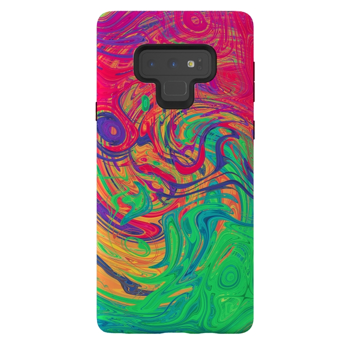 Galaxy Note 9 StrongFit Abstract Multicolored Waves by Art Design Works