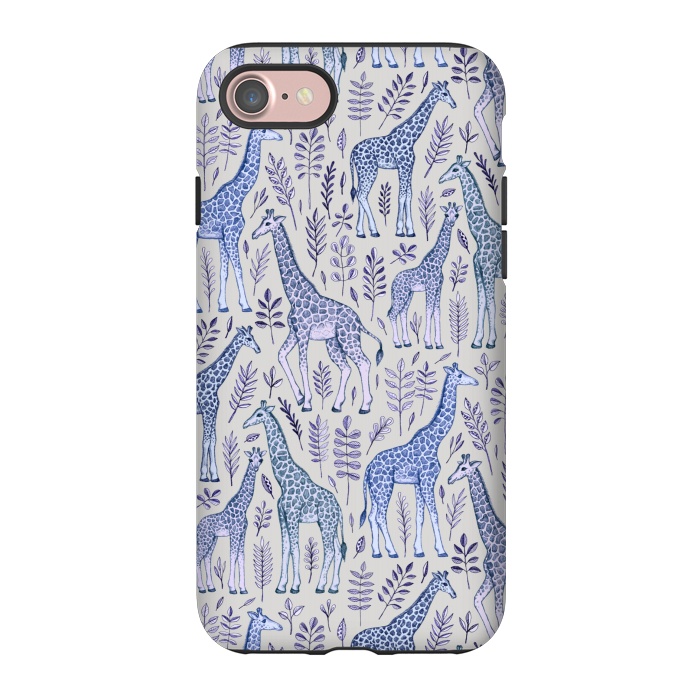 iPhone 7 StrongFit Little Giraffes in Blue, Purple and Grey by Micklyn Le Feuvre
