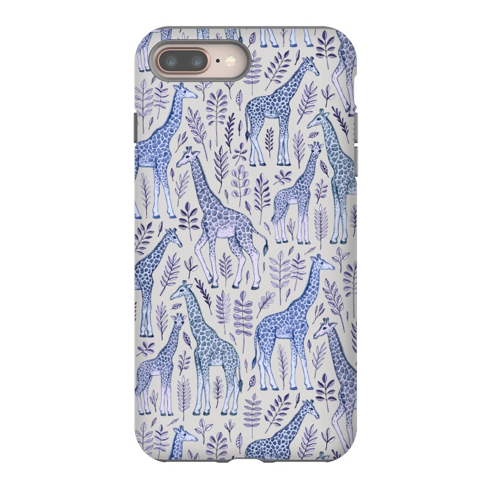 iPhone 7 plus StrongFit Little Giraffes in Blue, Purple and Grey by Micklyn Le Feuvre