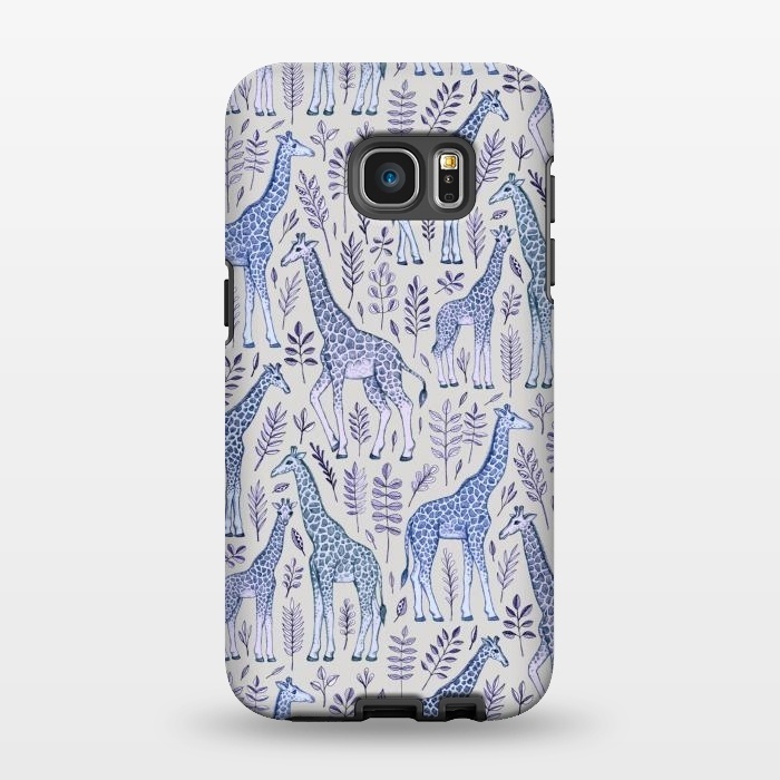 Galaxy S7 EDGE StrongFit Little Giraffes in Blue, Purple and Grey by Micklyn Le Feuvre