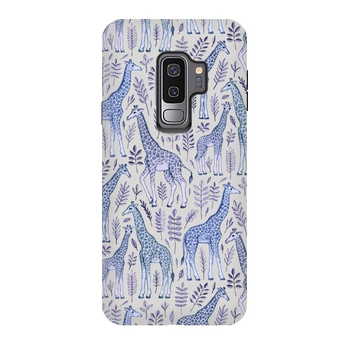 Galaxy S9 plus StrongFit Little Giraffes in Blue, Purple and Grey by Micklyn Le Feuvre