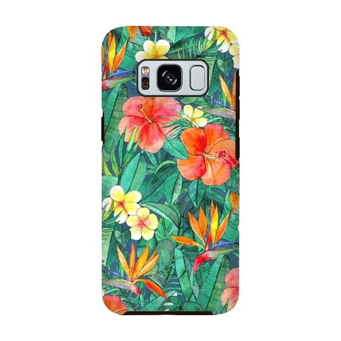 Galaxy S8 StrongFit Classic Tropical Garden in Watercolor by Micklyn Le Feuvre
