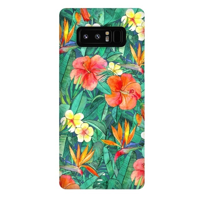 Galaxy Note 8 StrongFit Classic Tropical Garden in Watercolor by Micklyn Le Feuvre