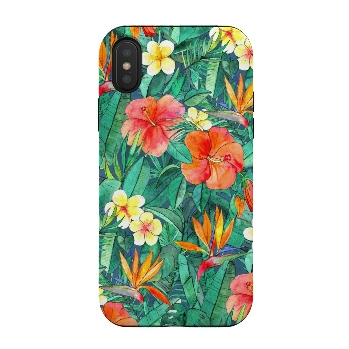 iPhone Xs / X StrongFit Classic Tropical Garden in Watercolor by Micklyn Le Feuvre
